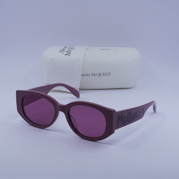 Alexander McQueen AM0330S 007 Oval Sunglasses - Pink/Violet - Picture 1 of 11